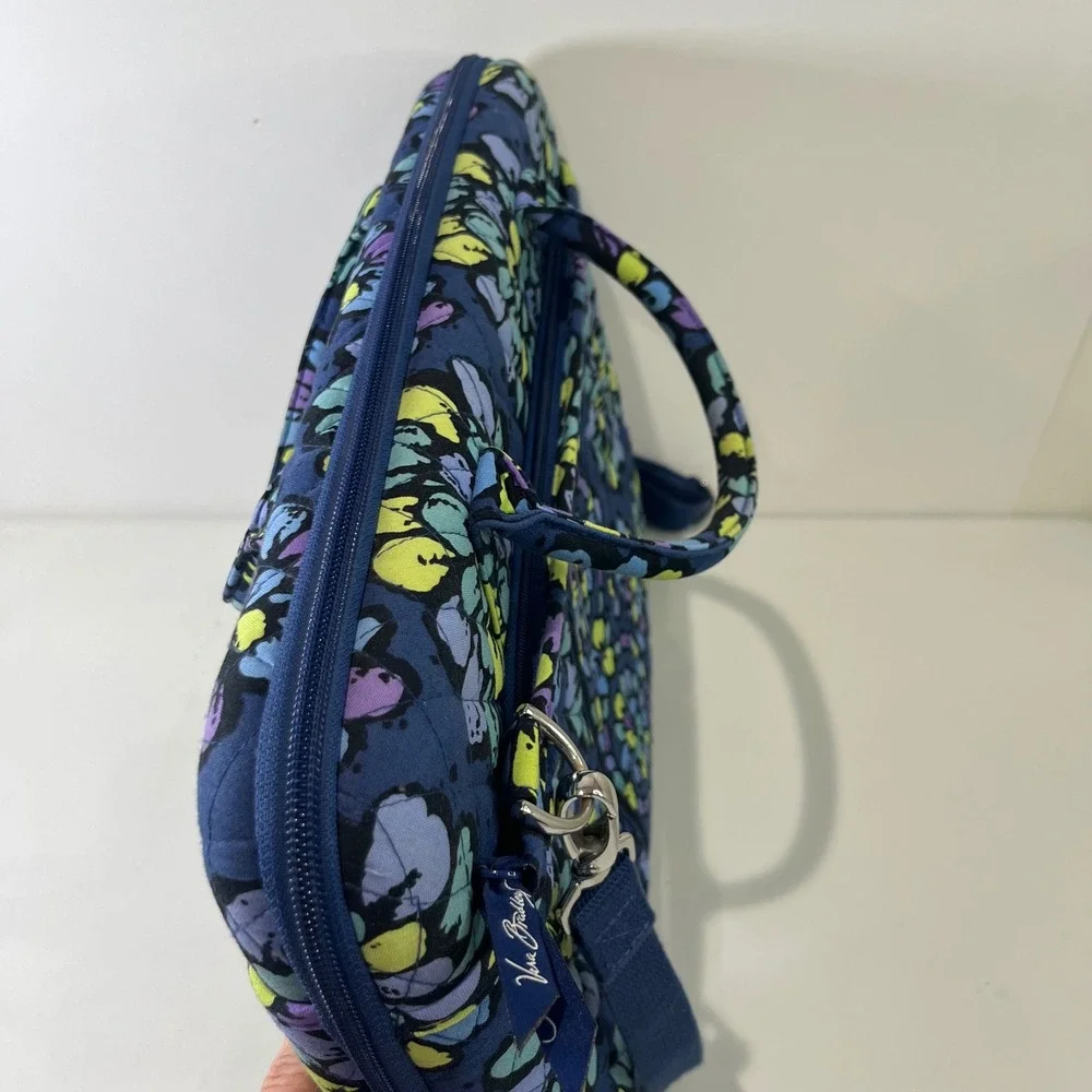 Vera Bradley Indigo Pop hard shell laptop messenger bag Quilted Work Travel